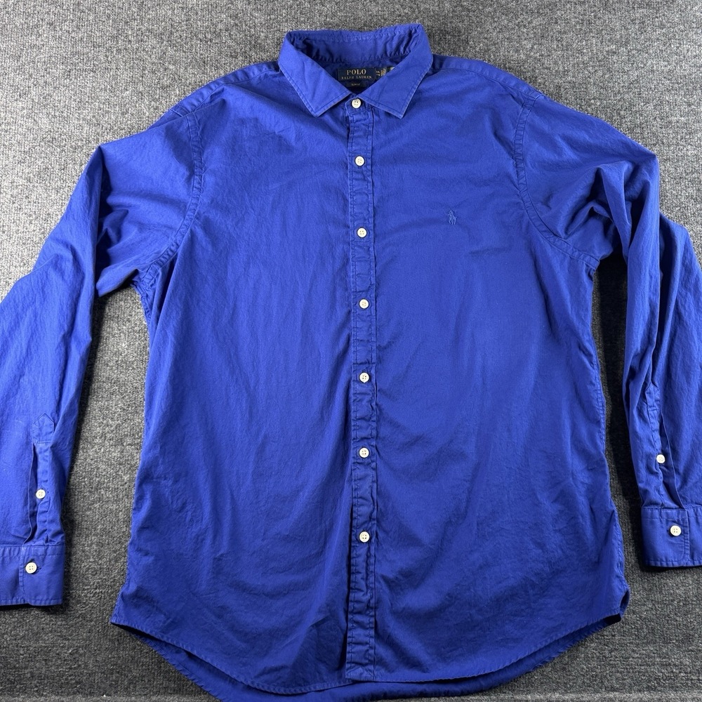 Ralph Lauren Slim Fit Cotton Twill Button Down Shirt Mens 2XL Long Sleeve